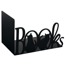moses. libri_x Decorative Bookend Books, Decorative Book Stand Made of Metal, Black Bookend with Cut-Out Lettering Book and Cats