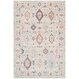 Traditional Living Room Area Rug Easy Clean Carpet Ivory Multicolour - 330cm x 240cm