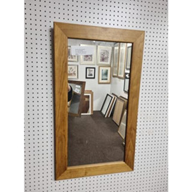Modec Mirrors FLAT LIGHT OAK STAINED SOLID PINE PLAIN GLASS LONG WALL HANGING MIRROR. 17” x 29” (43cm x 74cm)