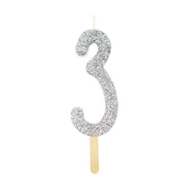 PME Silver Glitter Number Candle 3