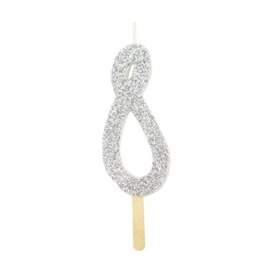 PME Silver Glitter Number Candle 8