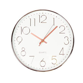 OHS Wall Clock Silent Non-Ticking Wall Clock Kitchen Office Wall Clocks for Living Room Large Wall Clock, Home Décor Round Modern Decorative Readable Numbers Quartz, Rose Gold