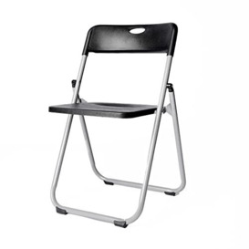 OHS Folding Chair, Indoor Foldable Office Chair for Home Compact Light Desk Chair Flat Stool, Folding Chair for Quick Storage Stable Sturdy Heavy Duty - Black