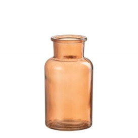 Brown Glass Bottle Vase 7x7x13cm