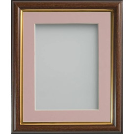 Frame Company Eldridge Mahogany Photo Frame with Pink Mount, 14x11 for 12x8 inch, fitted with perspex