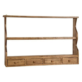 Biscottini Plate Wood 107x18.5x68 cm - Kitchen Natural Finish - Wall Shelf Made in Italy, Brown, 107,5x18,5x68 cm