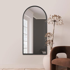 "MirrorOutlet The Arcus - Black Framed Modern Full Length Arched Leaner/Wall Mirror 55"" X 27.5"" (140CM X 70CM) Silver Mirror Glass with Black All weather Backing"