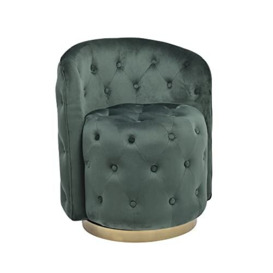 Furnituremaxi Avers Velvet Swivel Tub Chair Leisure Accent Armchair Green, Wooden frame and metal base, W62D61H77cm