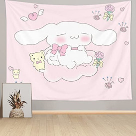 Crokiet Cute Cartoon Tapestry Kawaii Tapestry Room Decor Aesthetic Cute Room Decor Anime Tapestry For Bedroom Living Room Teen Girl Room Decor Pink Wall Decoration Tapestry Wall Hanging (50ʺ x 60ʺ)