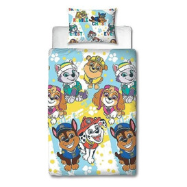 Character World Paw Patrol Official Single Childs Duvet Cover Set - Splodge Design Reversible 2 Sided Bedding Including Matching Pillow Case Brands Single Bed Set