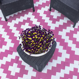 Valiant Geometric Outdoor Patio and Decking Runner Rug - 5.5ft x 2ft (1.7m x 0.6m) - Pink
