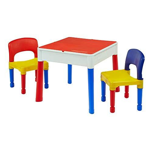 Liberty House Toys Kids 5-in-1 Activity Table and 2 Chairs Set, Red, Blue, Yellow, H450 x W510 x D540mm