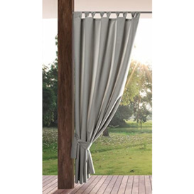 Eurofirany GARDEN Outdoor Curtain with Tab Top - 1 pc. Velcro Fastener, Sun Protection, Privacy Screen, Windproof, Waterproof Curtain for Patio, Gazebo, Pergola, Porch, W61 x L94, Light Grey