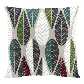 Arvidssons Textil Blader Wine Red Green Turquoise Cushion Cover 47 x 47 cm