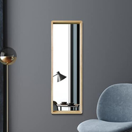 "MirrorOutlet The Naturalis - Solid Oak Rounded Corners Modern Full Length Leaner Wall Mirror 47"" X 15.7"" (120CM X 40CM) 48m deep frame Premium Mirror Glass with Black Backing. Scandinavian Inspired!"