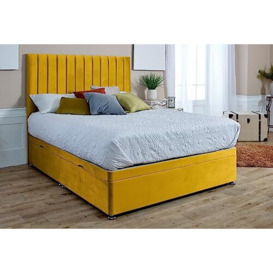 Eleganza Sophia Divan Ottoman with matching Footboard Plush Single Bed Frame - Mustard Gold