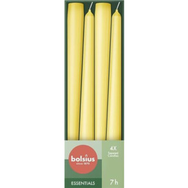 Bolsius Tapered Candles - Yellow - 4-Pack - 24.5 cm - Decorative Household Candles - Burning Time of 7 Hours - Unscented - Includes Natural Vegan Wax - Without Palm Oil