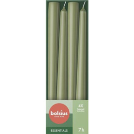 Bolsius Tapered Candles - Green - 4-Pack - 24.5 cm - Decorative Household Candles - Burning Time of 7 Hours - Unscented - Includes Natural Vegan Wax - Without Palm Oil