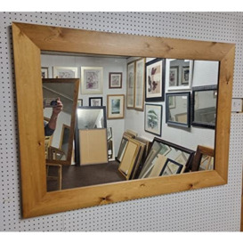 "Modec Mirrors 100mm FLAT, LIGHT OAK STAINED, SOLID PINE PLAIN GLASS SQUARE WALL MIRROR. 31"" x 31"" (79cm x 79cm)"