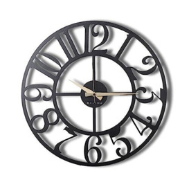 WELL HOME MOBILIARIO & DECORACIÓN Decorative Metal Wall Clock Simple Style 70x70, Black/White, 70 x 70