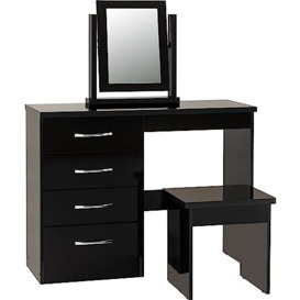Seconique Nevada Dressing Table Set in Black Gloss