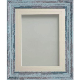 Frame Company Lynton Rustic Blue Photo Frame with Ivory V-Groove Mount, 7x5 for 6x4 inch, fitted with perspex