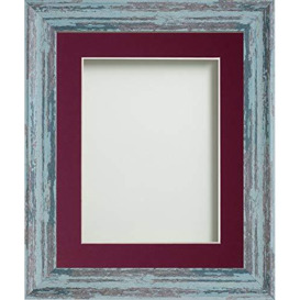 Frame Company Lynton Rustic Blue Photo Frame with Plum Mount, 8x6 for 6x4 inch, fitted with perspex