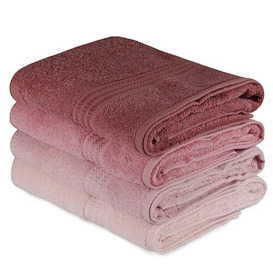 WELL HOME MOBILIARIO & DECORACIÓN Bath Towel Set (4 Piece) Powder, Pink, Dusty Rose, Light Pink