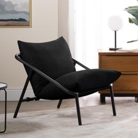 Zinus Ada Accent Sling Chair 79x68x79 - Metal Framed Armchair with Shredded Foam Cushioning - Black