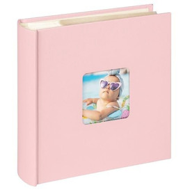walther design Fun ME-110-BR Photo Album, Memo Slip-In Album with Cover Cut-Out, 200 Photos, 10 x 15 cm, Pink