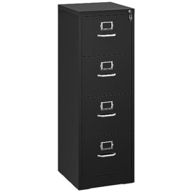 YITAHOME 4 Drawers Filing Cabinets, Lockable Vertical File Cabinet for Letter/Legal/A4 Size, Anti-tipping File Drawer Storage Cabinets with Cue Card Slot for Home Office, Black, 45.8 x 45 x 133cm