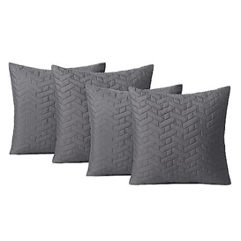 Brentfords Cushion Covers for Cushion Inserts, Geometric Cushion Covers, Chair Cushions Sofa Comfy Soft Cushion Covers 45 x 45 for Cushion Filler, Charcoal Grey Cushion Pinsonic 4 Set