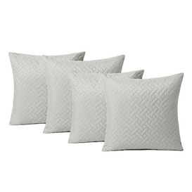 Brentfords Geometric Cushion Covers for Cushion Inserts, Chair Cushions Sofa Comfy Soft Cushion Covers 45 x 45 for Cushion Filler, Silver Grey Cushion Pinsonic 4 Set