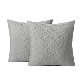 Brentfords Cushion Covers 45x45 Geometric Cushion Covers for Cushion Inserts Sofa Cushion Cover Comfy Soft Cushion Covers for Cushion Pads, Silver Grey Cushions Pinsonic Set of 2