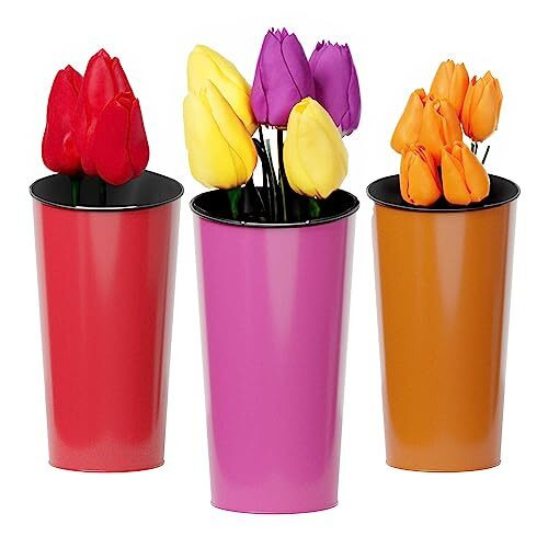 (Pack of 3) Metallic Garden Vase Pink Orange Red