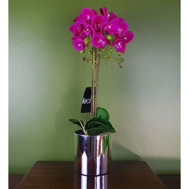 52cm Artificial Orchid Large - Dark Pink/Silver