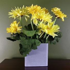 Leaf Artificial Potted Daisy Flowering Plant Yellow