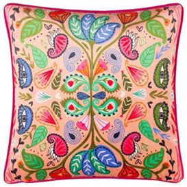 Kate Merritt Paisley Blooms Illustrated Polyester Filled Cushion,Multicolour,50 x 50cm