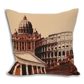Paoletti Rome City Polyester Cushion, Cream, 45 x 45cm