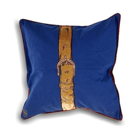 Paoletti Polo Strap Polyester Cushion,Blue,45 x 45cm
