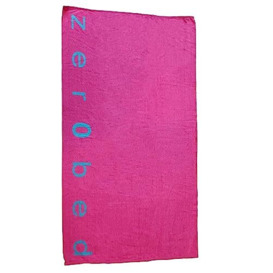 zer0bed, Terry Cotton Beach Towel, Fuchsia, 90 x 170 cm, Bath Towel, Pool Towel, 100 Percent Cotton, Jacquard, Logo