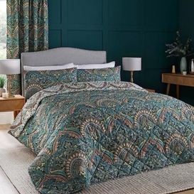 Dreams & Drapes Design - Palais - Quilted Bedspread - 195cm x 230cm in Teal