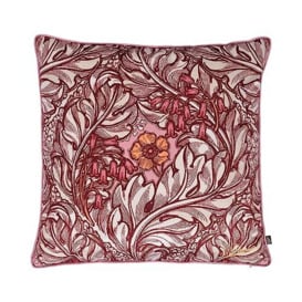 Laurence Llewelyn-Bowen - Rambleicious - Velvet Filled Cushion - 55 x 55cm in Claret - Damask Floral Cushion - Traditional/Vintage Pattern Inspired Print