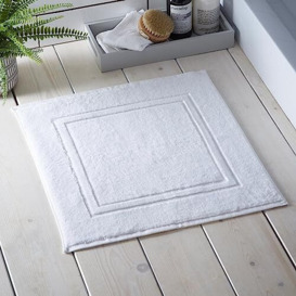 Drift Home White Shower Mat (50 x 50cm) - 100% Eco Sustainable Cotton - Bathroom Mat, Door Mat, Bathroom Accessory, Absorbent Bath Mat - Abode Eco Collection