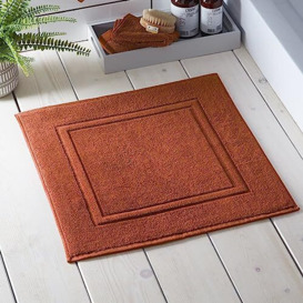 Drift Home Orange Shower Mat (50 x 50cm) - 100% Eco Sustainable Cotton - Bathroom Mat, Door Mat, Bathroom Accessory, Absorbent Bath Mat - Abode Eco Collection