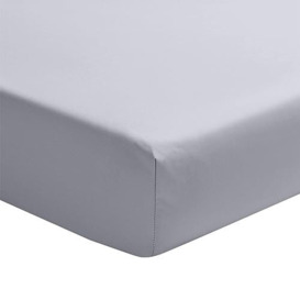 Essix Cotton Satin Fitted Sheet, Palazzo, Silver, 180 x 200 cm