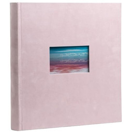 EXACOMPTA - Ref. 16177E – Skandi Book Photo Album – 300 Photos – 60 White Pages – Format 29 x 32 cm – Nude Velvet Look Cover – Customisable Window with Visual Holiday Landscape