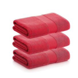 PADUANA - Pack of 3 Shower Towels 70 x 140 cm Maroon 100% Combed Cotton – Soft, Fast Drying and Maximum Absorption Towel – Available Bath Towel, Wash Towel, Shower Towel and Bath Towel