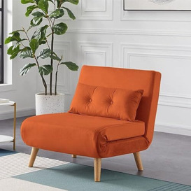Furnituremaxi Sofabed, velvet, Orange, W79D81/186H79cm