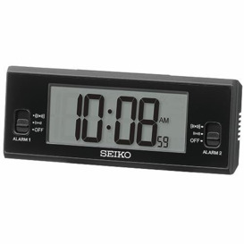 Seiko LCD Alarm Clock, Black, Standard